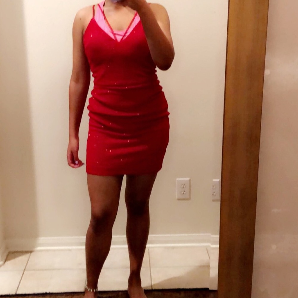 sparkly red dress